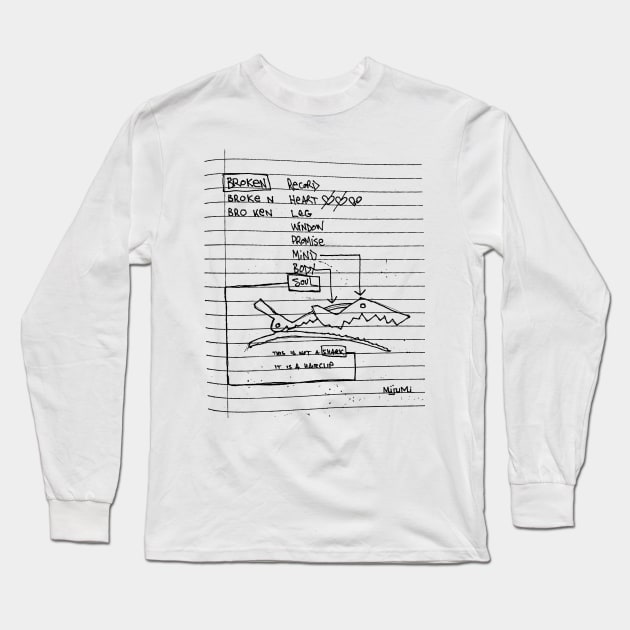 Shark Clip Doodle Black Long Sleeve T-Shirt by Mijumi Doodles